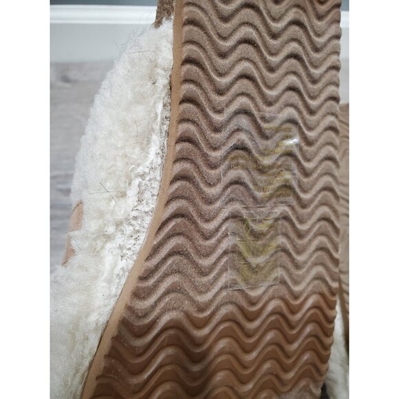 J. Crew Brown/Cream Sherpa Lined Buckle Clog Slippers Sz 5M Buckle Comfort - Picture 7 of 12